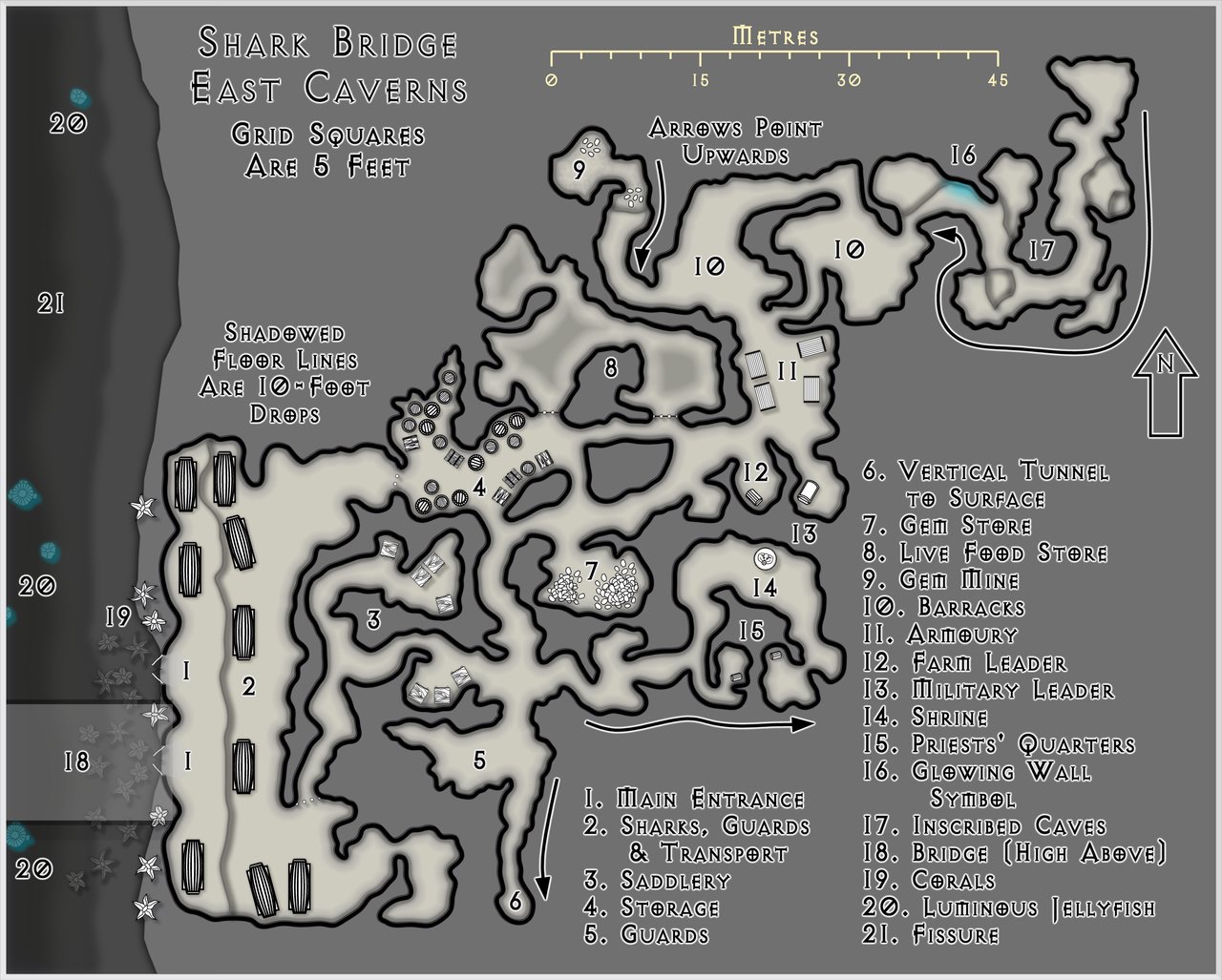 Nibirum Map: shark bridge - east caverns by Wyvern